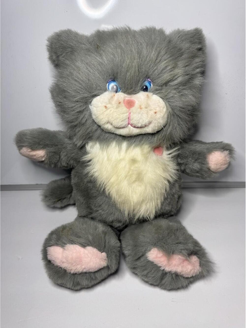 Vintage 1986 Mattel Feelin Special Pets Gray Cat Huggy Buddy Plush Untested